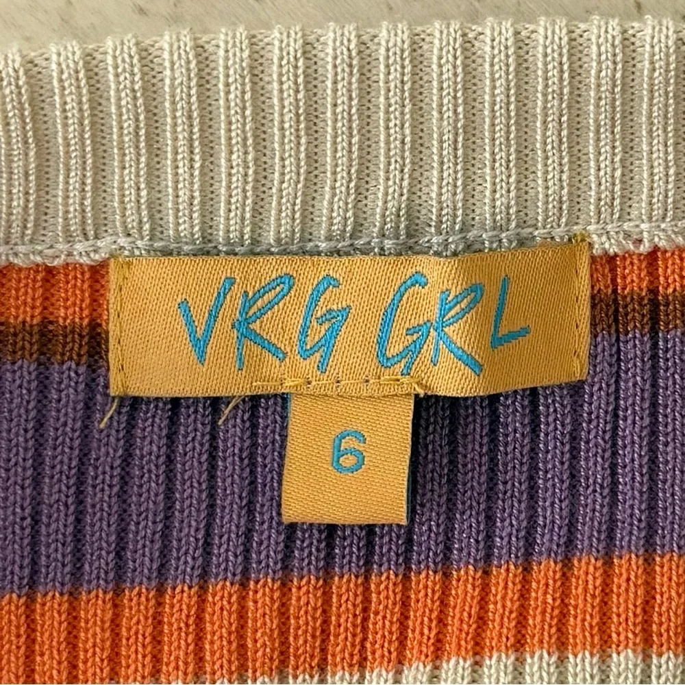 VRG GRL Striped Long Sleeve Cropped Knit Top‎ - Picture 9 of 11